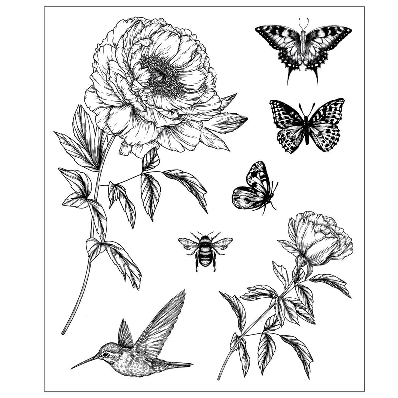 Load image into Gallery viewer, Sizzix • clear stamp set 7pcs flowers and creatures by willow wolfe