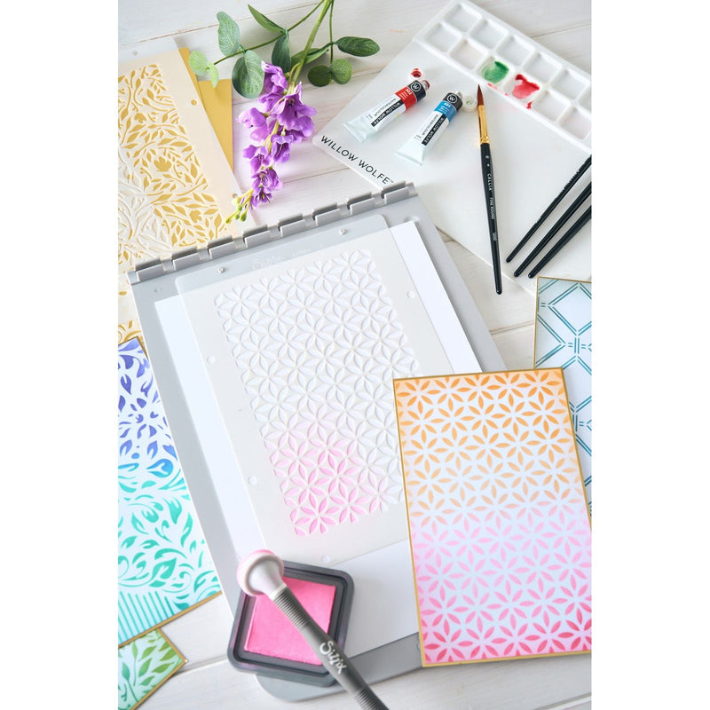 Load image into Gallery viewer, Sizzix • layered stencils 4pcs backgrounds by willow wolfe