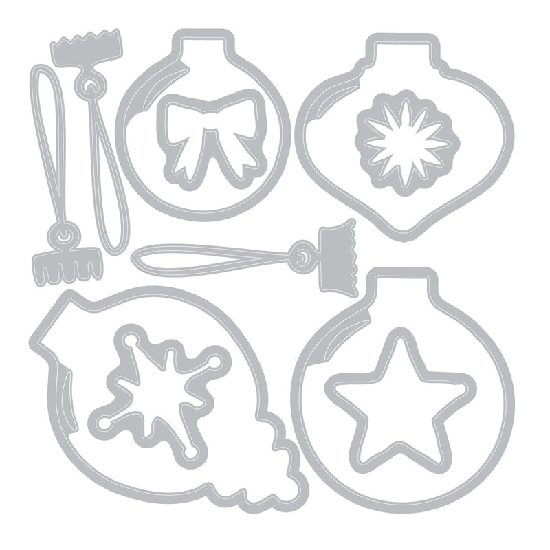 Load image into Gallery viewer, Sizzix • clear stamp set with framelits baubles by 49 and market 30pcs