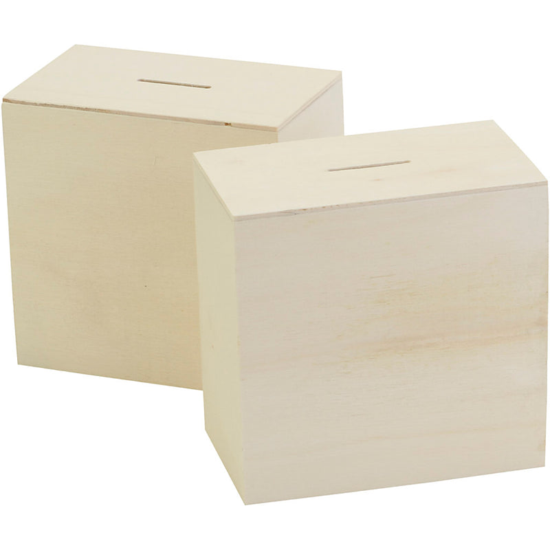 Afbeelding laden in galerijviewer, Creativ company http: www.cchobby.nl houten-spaarpot-afm-10x10x6-cm-10-stuk-1-doos