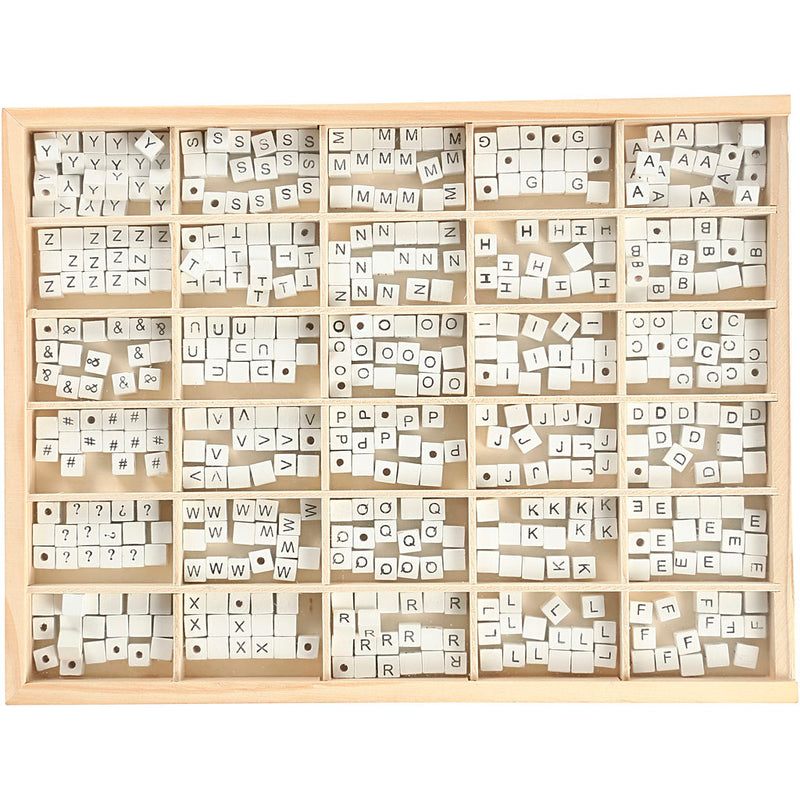 Load image into Gallery viewer, Creativ company https: www.cchobby.nl letterkralen-a-z-en-blanco-afm-8x8-mm-gatgrootte-3-mm-wit-750-div-1-doos