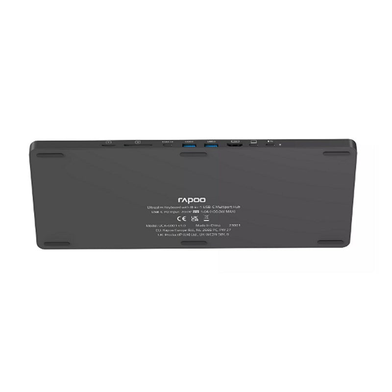 Load image into Gallery viewer, Rapoo uck-6001 ultraslim keyboard 8in1 usb-c multiport hub zwart