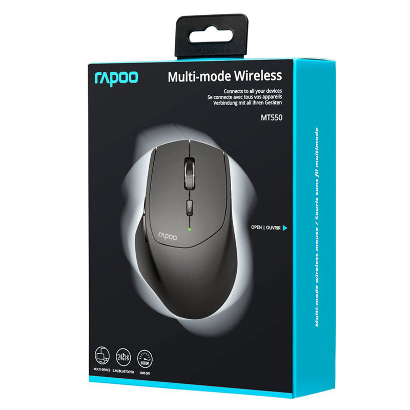 Load image into Gallery viewer, Rapoo muis mm tri-mod zwart mt550