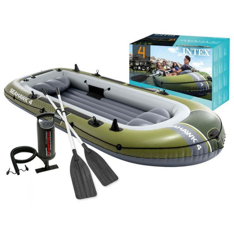 Cargue la imagen en el visor de la galería, Intex 66334np seahawk 4 opblaasboot 351x145x48 cm groen