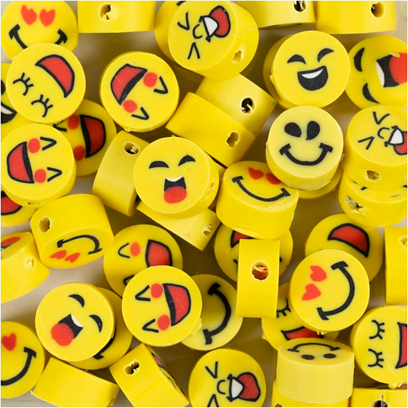 Afbeelding laden in galerijviewer, Creativ company http: www.cchobby.nl figuurkralen-emoji-d-10-mm-gatgrootte-1-5-mm-60-stuk-1-doos