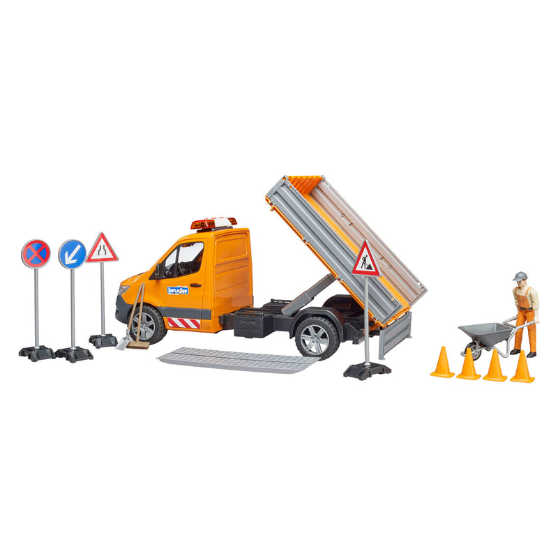 Afbeelding laden in galerijviewer, Bruder mercedes-benz sprinter wegenbouw + figuur en accessoires