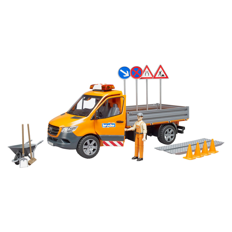 Afbeelding laden in galerijviewer, Bruder mercedes-benz sprinter wegenbouw + figuur en accessoires