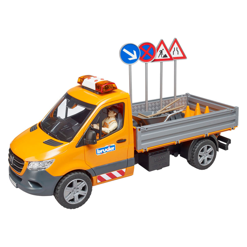 Afbeelding laden in galerijviewer, Bruder mercedes-benz sprinter wegenbouw + figuur en accessoires