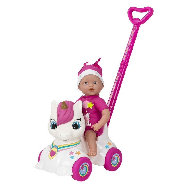Chargez l'image dans la visionneuse de la galerie, Dollicorn babypop met eeenhoorn loopauto - 37cm