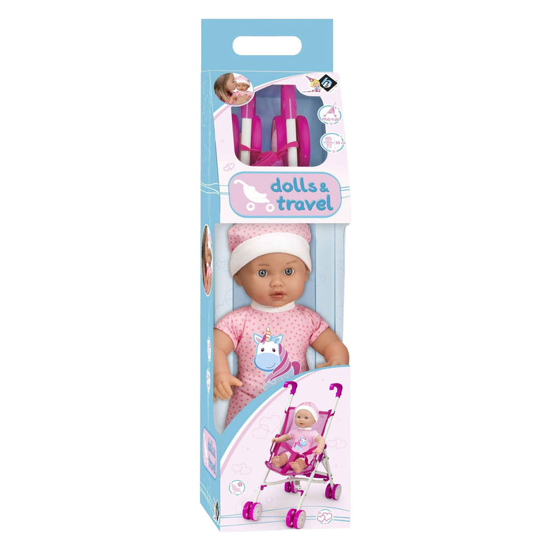 Afbeelding laden in galerijviewer, Babypop met buggy - 35cm