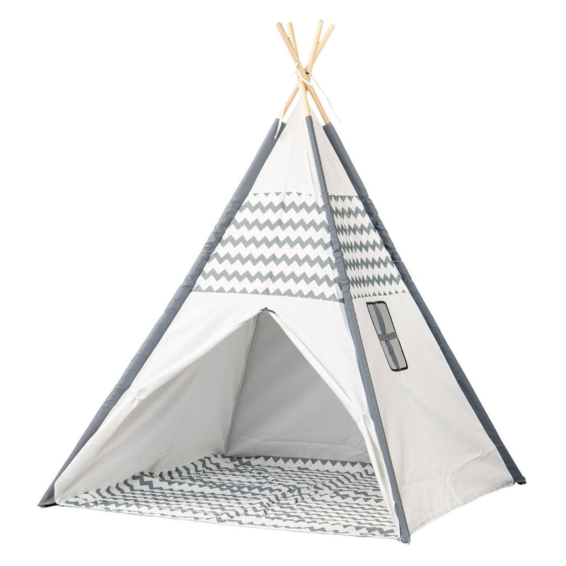 Afbeelding laden in galerijviewer, Tipi met houten stokken en vloerkleed - 120x120x150cm