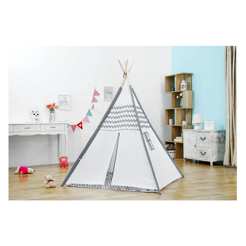 Chargez l'image dans la visionneuse de la galerie, Tipi met houten stokken en vloerkleed - 120x120x150cm