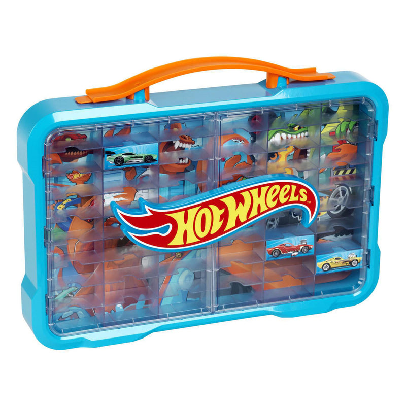 Afbeelding laden in galerijviewer, Klein toys hot wheels - verzamelkoffer - vitrine - geschikt voor 54 auto's - blauw oranje