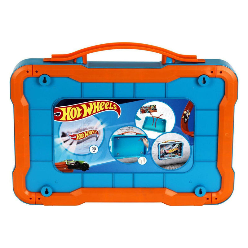 Afbeelding laden in galerijviewer, Klein toys hot wheels - verzamelkoffer - vitrine - geschikt voor 54 auto's - blauw oranje