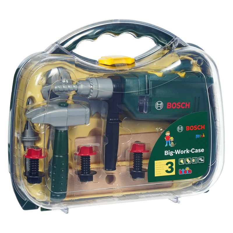 ギャラリービューアに画像をロードする, Klein toys bosch mini 16-delige speelgoed gereedschapskoffer - boormachine, hamer, zaag, steeksleutel en gereedschap accessoires - incl. licht- en geluidseffecten - groen