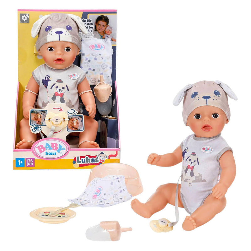 Afbeelding laden in galerijviewer, Baby born soft touch little boy lukas dog - 36cm