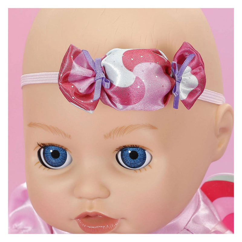 Afbeelding laden in galerijviewer, Baby born poppenoutfit kleurrijk snoepjurk 43cm poppenkleding.