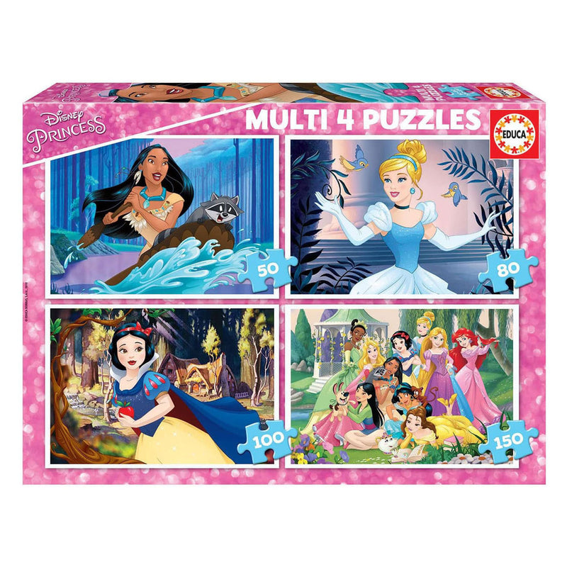 Afbeelding laden in galerijviewer, Educa - puzzel disney prinsessen - 4 puzzels van 50 80 100 150 stukjes