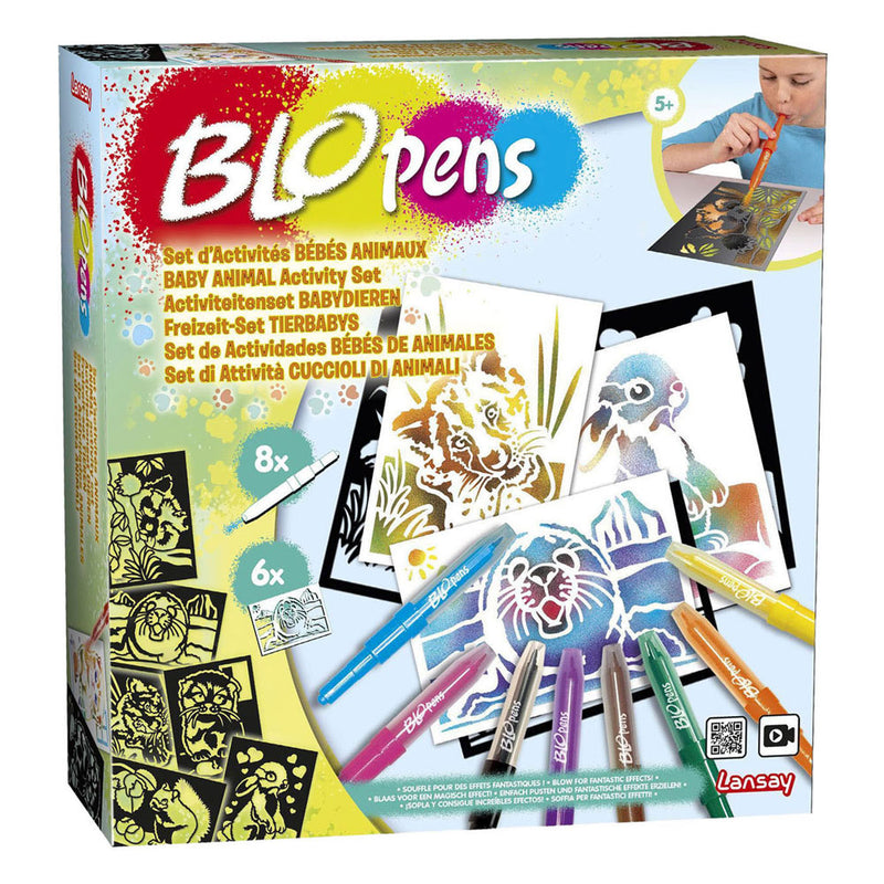 Afbeelding laden in galerijviewer, Blopens knutsel set babydieren met 8 blaaspennen