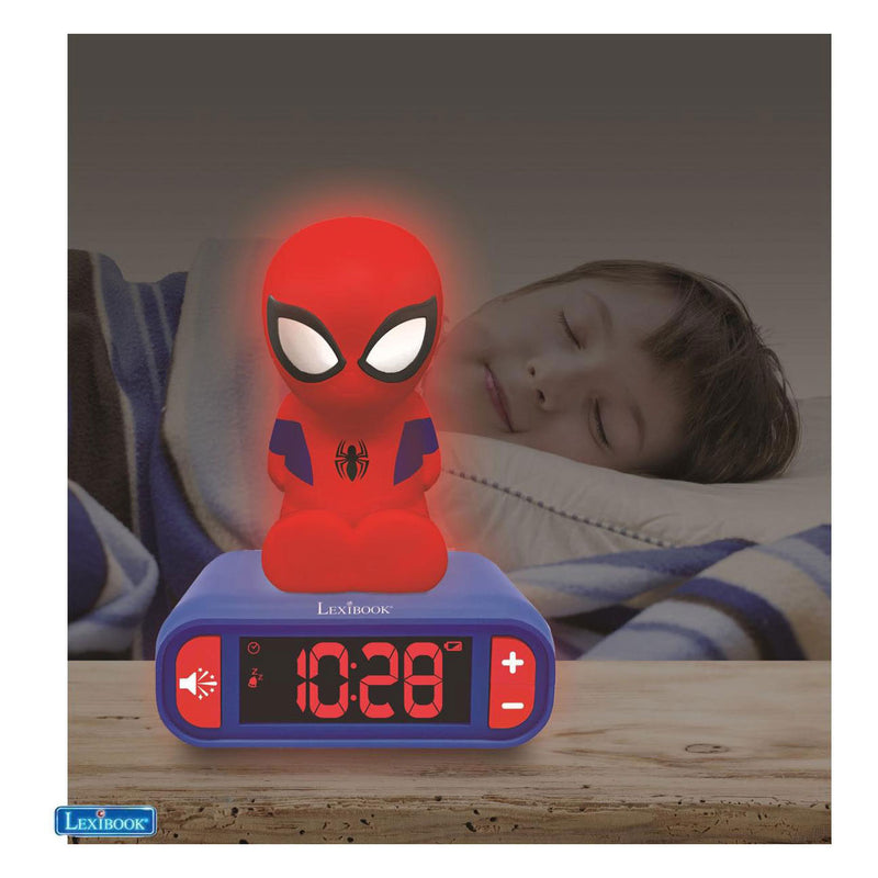 Afbeelding laden in galerijviewer, Lexibook wekker met nachtlampje 3d-ontwerp spiderman en geluidseffecten