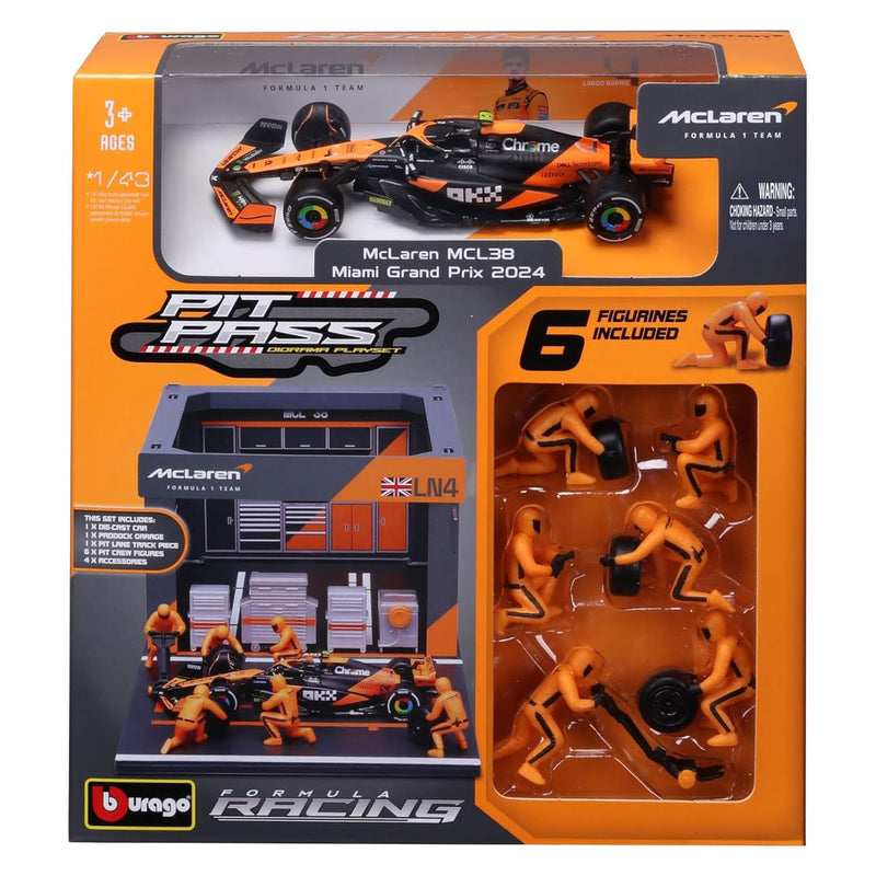 Afbeelding laden in galerijviewer, Burago mclaren pit pass met lando norris - 1:43
