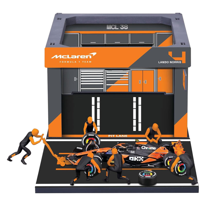Afbeelding laden in galerijviewer, Burago mclaren pit pass met lando norris - 1:43