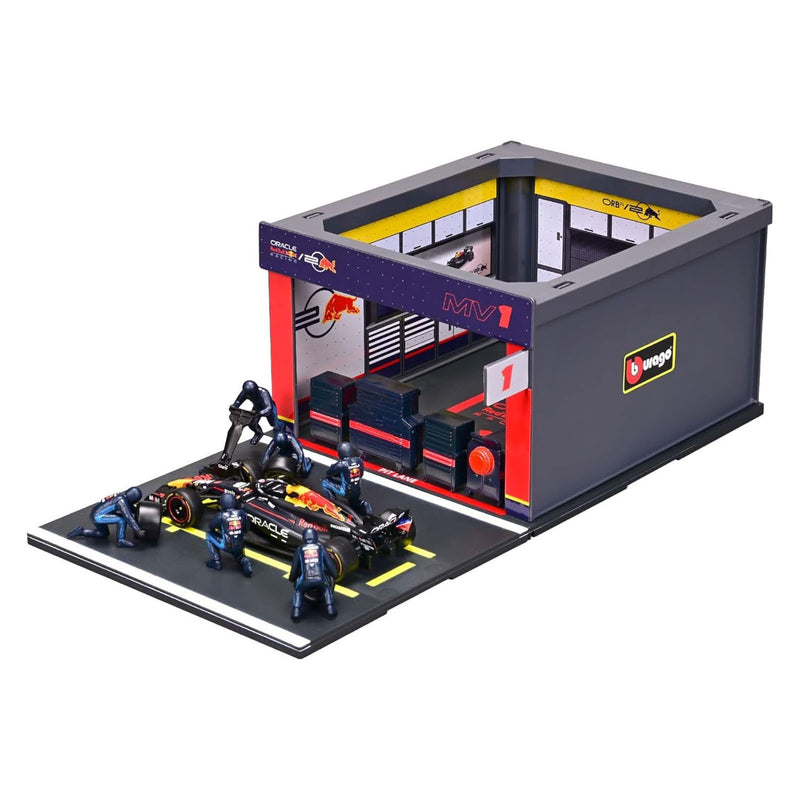 Chargez l'image dans la visionneuse de la galerie, Burago red bull pit pass met max verstappen - 1:43