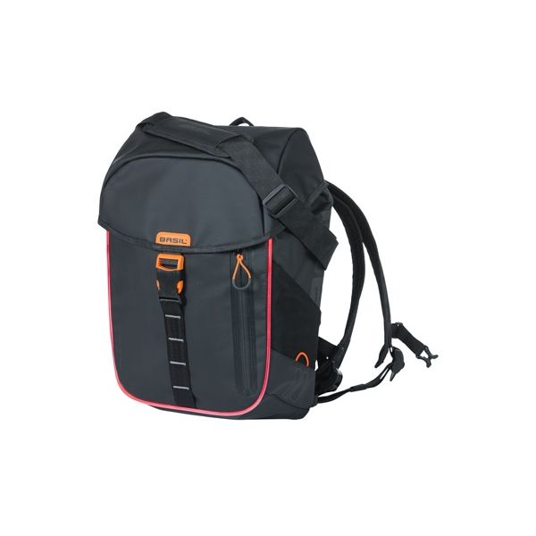 Load image into Gallery viewer, Basil Miles Tarpaulin fietsrugzak Nordlicht - Waterdichte zwarte rugzak voor fietsers - 17L - Unisex - Sportief - Zwart