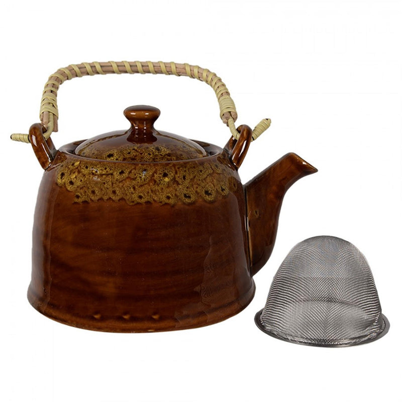 Chargez l'image dans la visionneuse de la galerie, Clayre eef theepot met filter bruin geel keramiek ã˜14x12cm 750ml