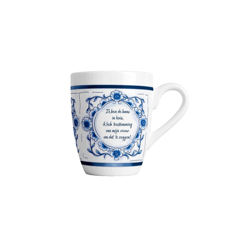 Afbeelding laden in galerijviewer, Paperdreams delfts blauwe mok - baas in huis - keramiek 440ml
