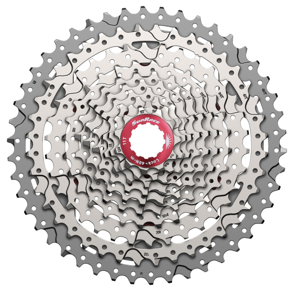 Load image into Gallery viewer, SunRace csmx3 10 speed cassette 11-42t. zilver metallic