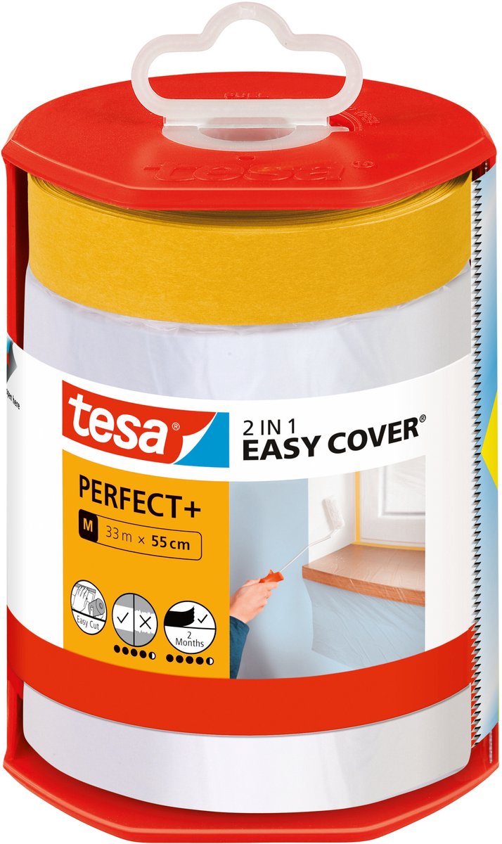 Chargez l'image dans la visionneuse de la galerie, Tesa easy cover perfect+ dispenser m beschermfolie met washi tape – 33m x 0,55m