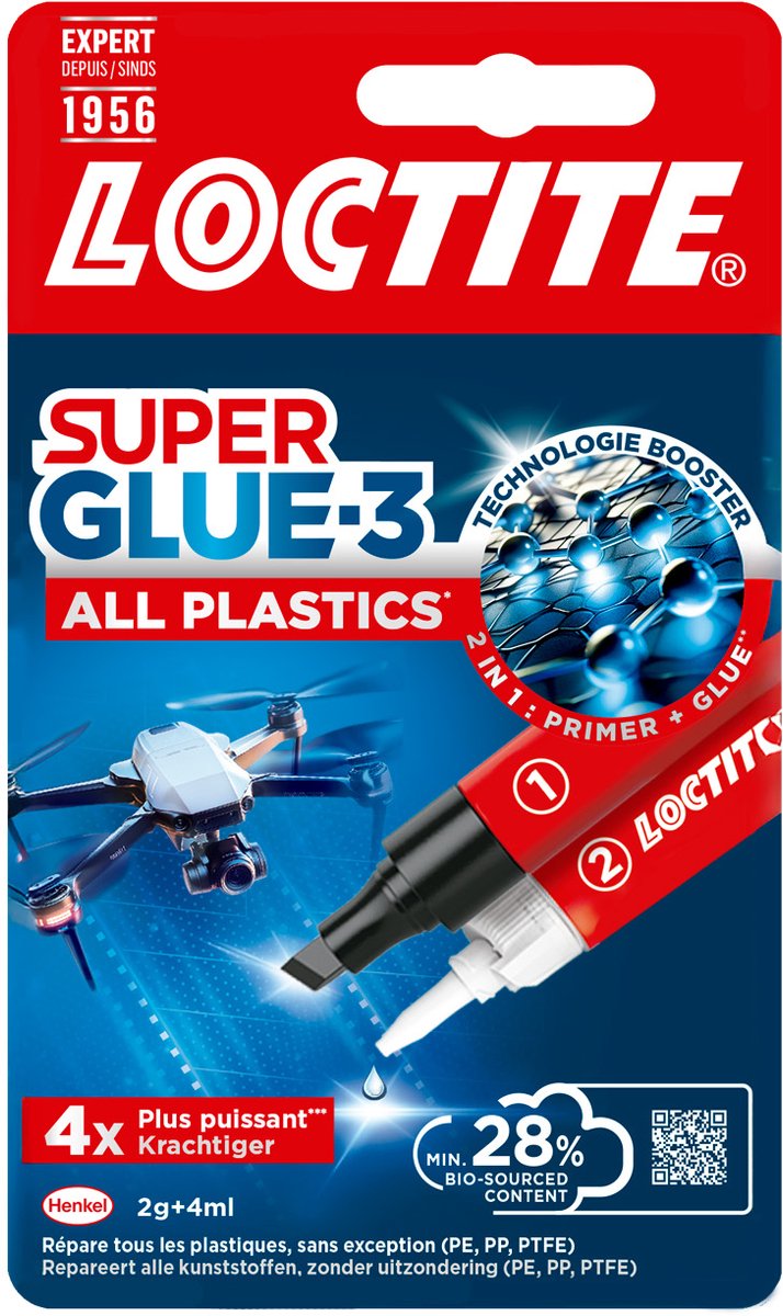 Afbeelding laden in galerijviewer, Loctite all plastics 2g+4 ml | plastic lijm universeel | plastic lijm voor alle kunststoffen | speelgoed plasticlijm.