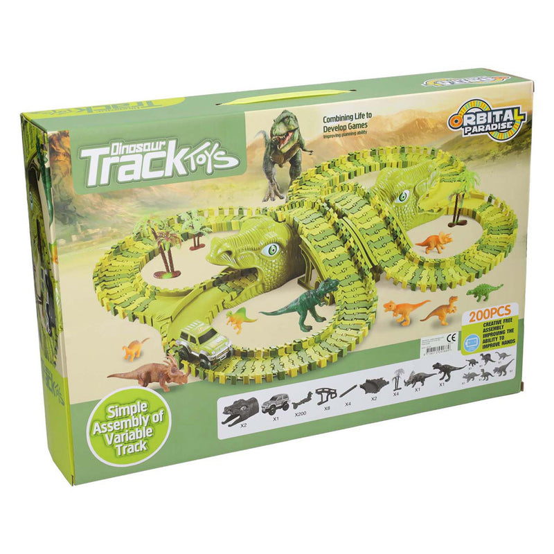 Afbeelding laden in galerijviewer, Lobbes speelgoed bv dinotrack - racebaan met dino's - 200-delige set - 3+ jaar