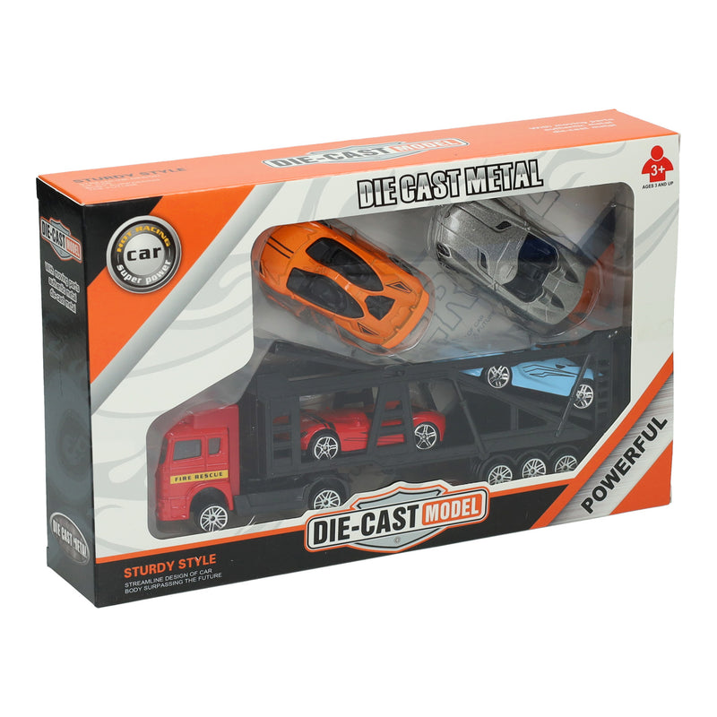 Afbeelding laden in galerijviewer, Lobbes speelgoed bv die-cast transporter met 4 auto's