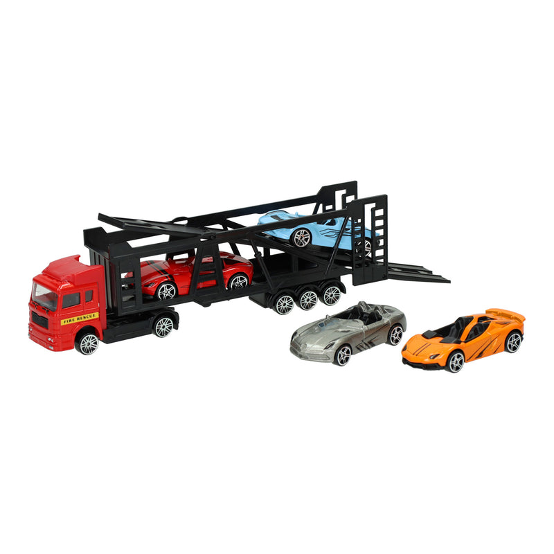 Afbeelding laden in galerijviewer, Lobbes speelgoed bv die-cast transporter met 4 auto's