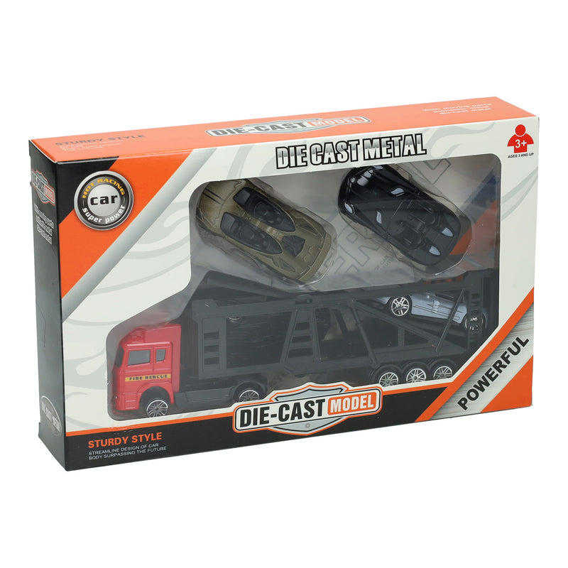 Afbeelding laden in galerijviewer, Lobbes speelgoed bv die-cast transporter met 4 auto's