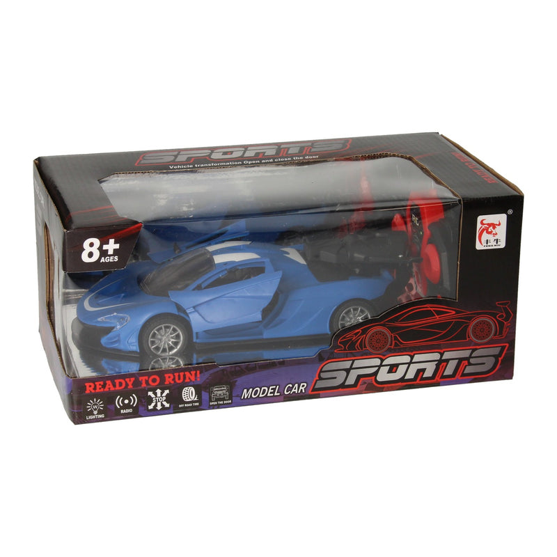 Afbeelding laden in galerijviewer, Lobbes speelgoed bv rc sportwagen met stoomfunctie blauw