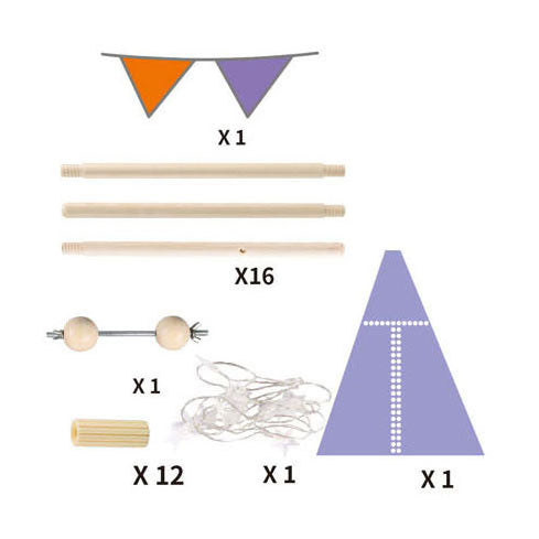 Load image into Gallery viewer, Luxe tipi tent blauw met lichtjes, 128cm