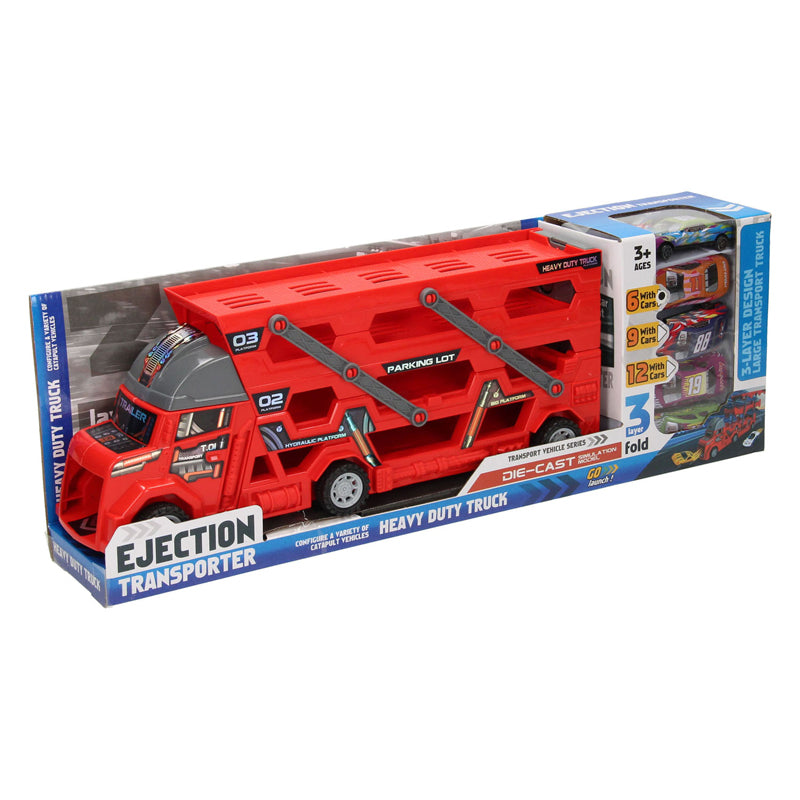 ギャラリービューアに画像をロードする, Lobbes speelgoed bv uitklapbare autotransporter met afschietfunctie - rood