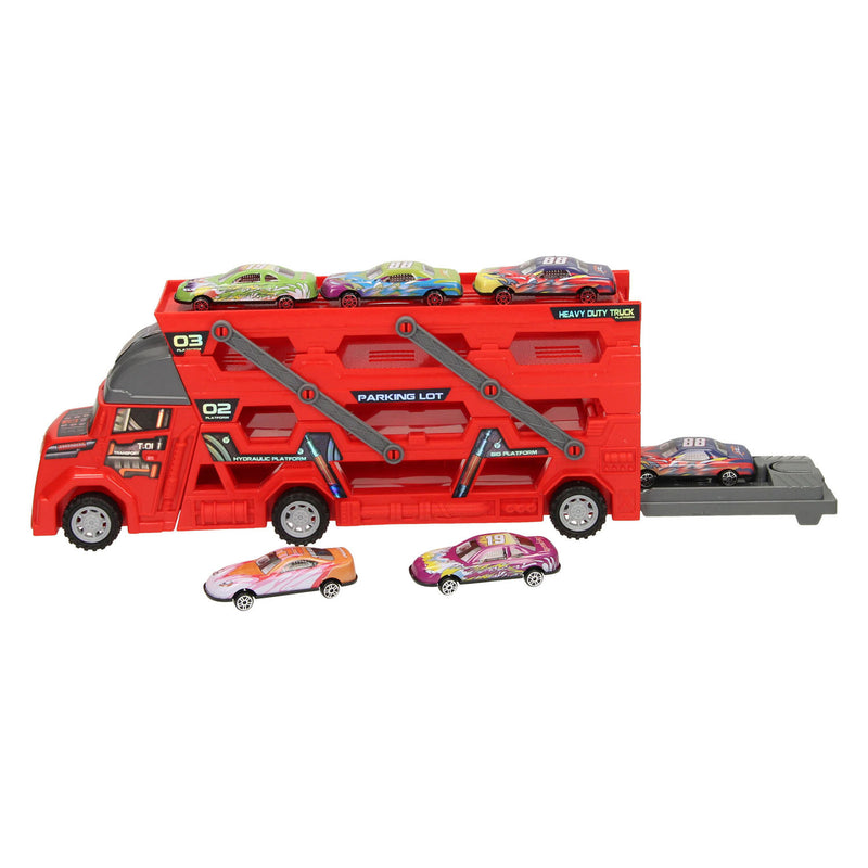 ギャラリービューアに画像をロードする, Lobbes speelgoed bv uitklapbare autotransporter met afschietfunctie - rood