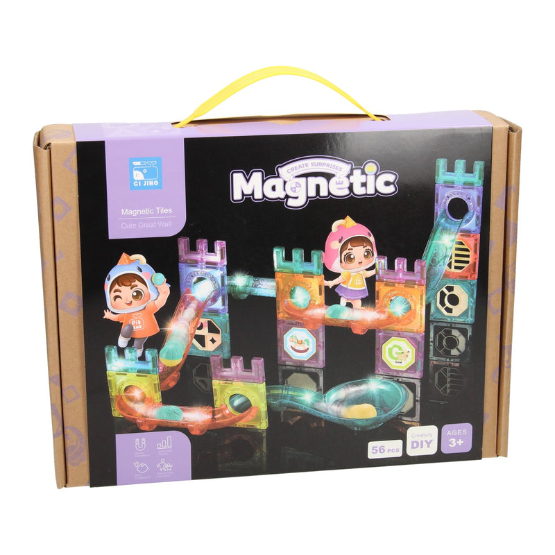 Laden Sie das Bild in Galerie -Viewer, Magnetische knikkerbaan kasteel met licht, 56dlg.