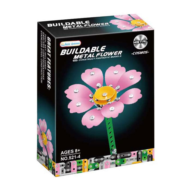 Load image into Gallery viewer, Lobbes metalen bouwset roze bloem