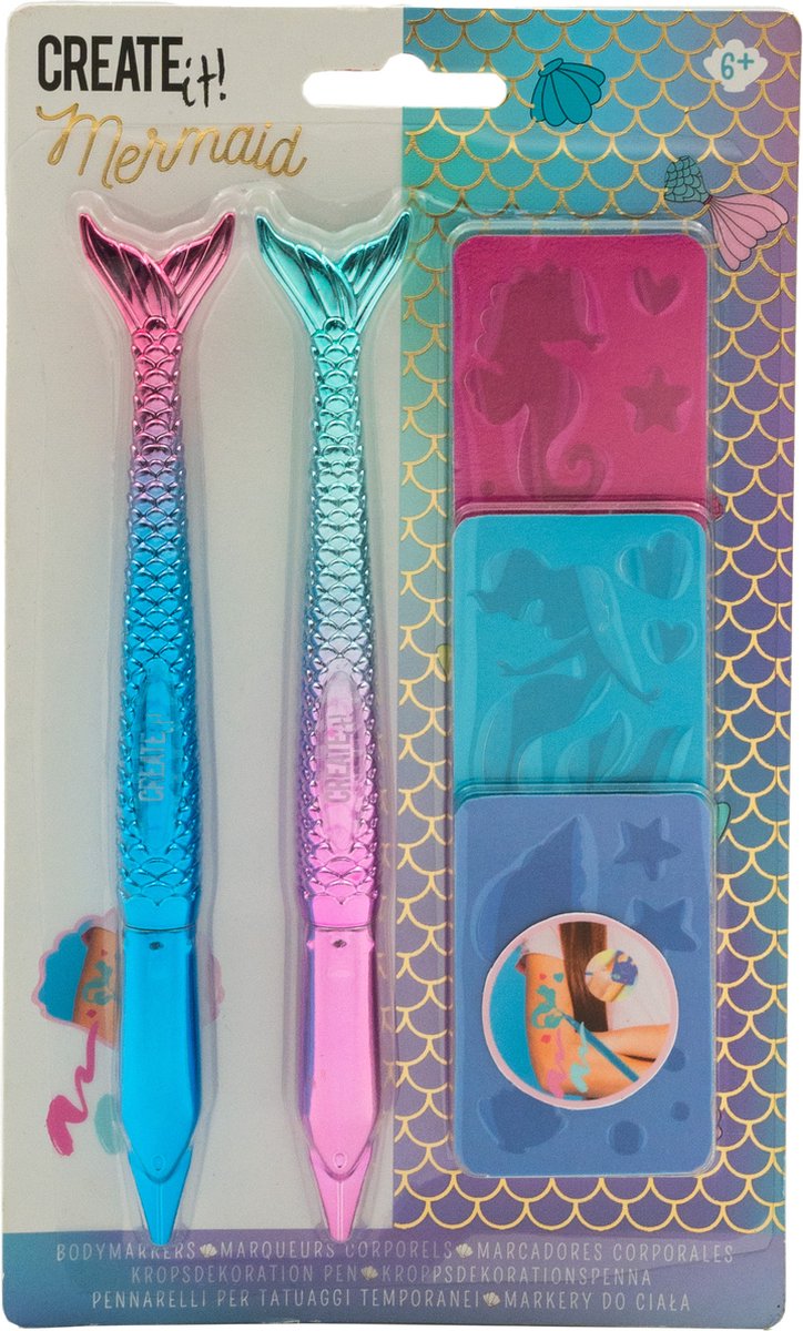 Afbeelding laden in galerijviewer, Create it! mermaid bodymarkers met 3 sjablonen