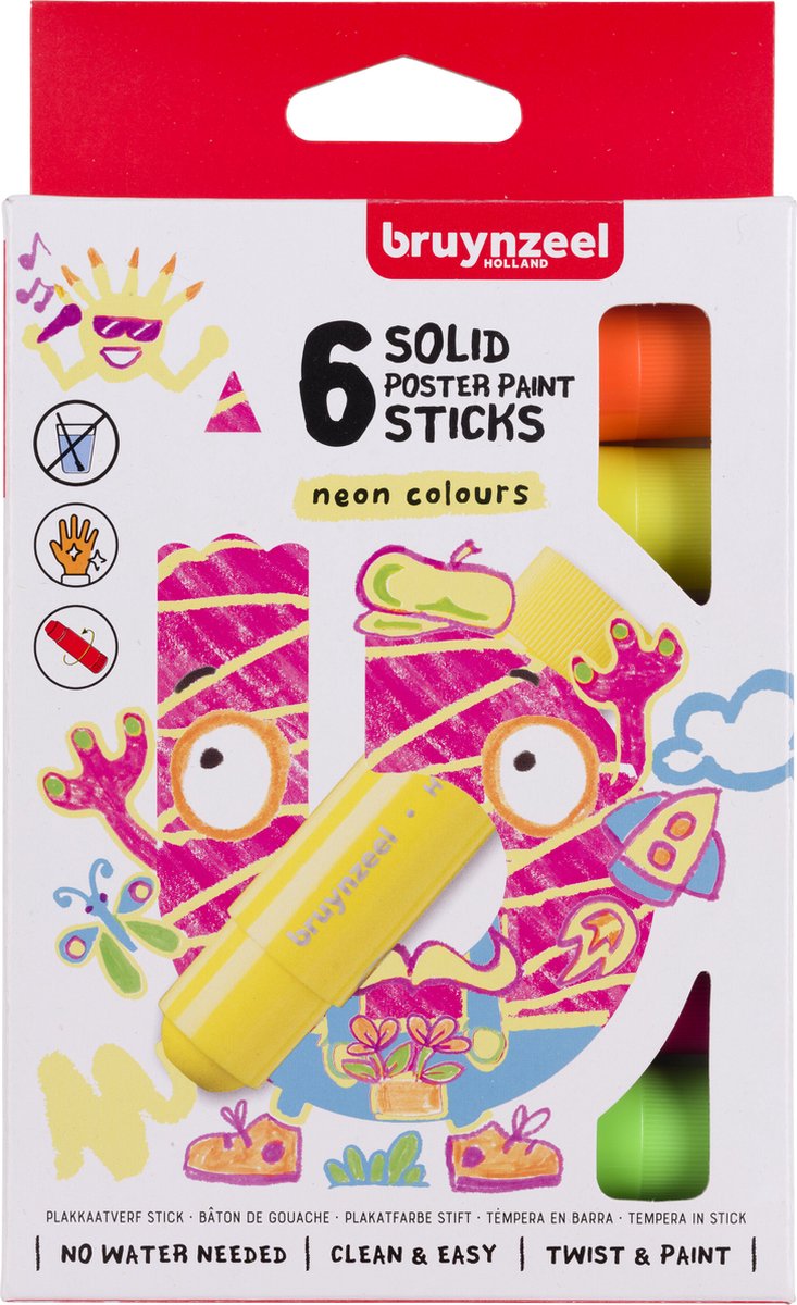 ギャラリービューアに画像をロードする, Bruynzeel plakkaatverf sticks set neon | 6 kleuren
