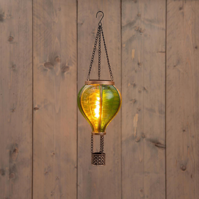 Cargue la imagen en el visor de la galería, Anna's collection solar luchtballon met vlameffect groen 12led 11x36cm