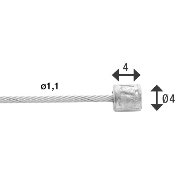 Load image into Gallery viewer, Elvedes schakel binnenkabel 2250 mm 7 x 7 draads rvs ø1,1 mm met n-nippel ø4,5 × 4,5 (doos à 50 stuks) - zilver