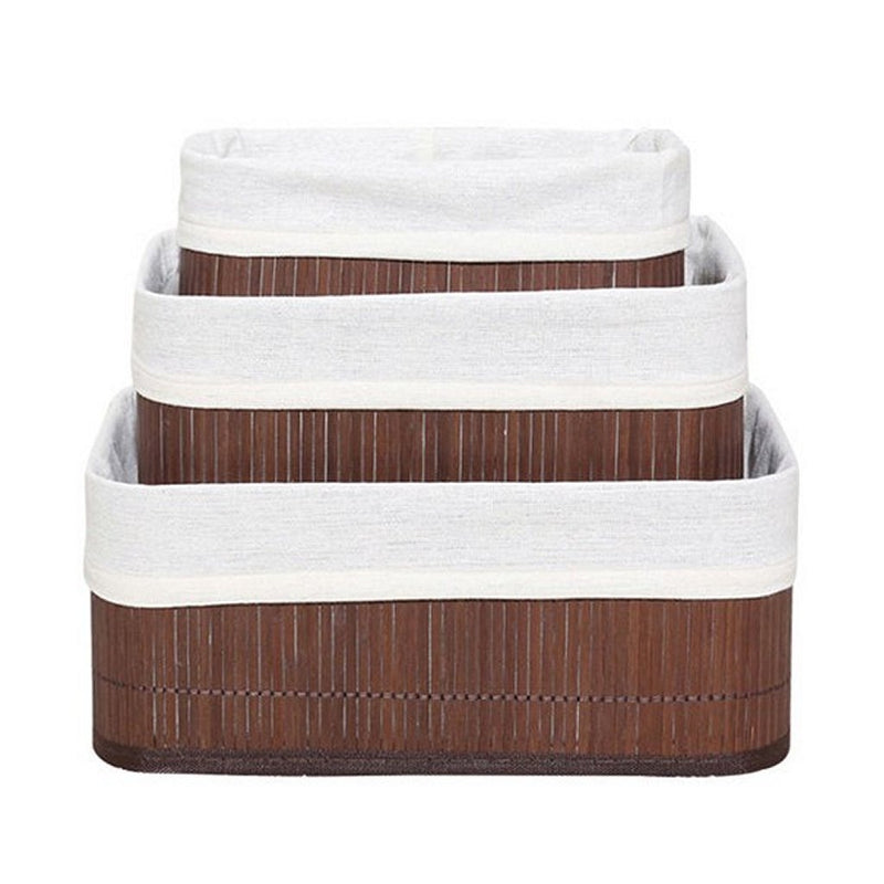 Load image into Gallery viewer, Homestyle pro bamboe opbergmanden 3 stuks bruin wit