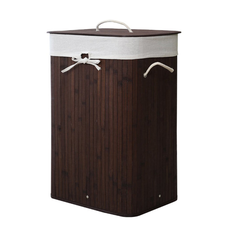 Load image into Gallery viewer, Homestyle pro rechthoekige bamboe wasmand 40x30x60 cm bruin wit