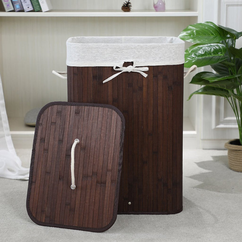 Load image into Gallery viewer, Homestyle pro rechthoekige bamboe wasmand 40x30x60 cm bruin wit
